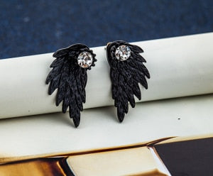 Gothic Angel Wing Rhinestones Earrings