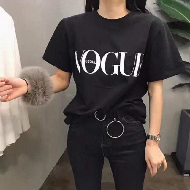 VOGUE Letter Printed T Shirt