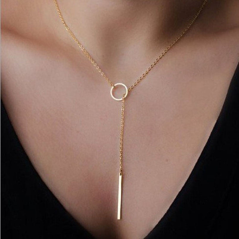 simple Circle Lariat Style necklace