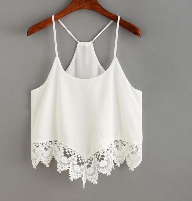 Chiffon Hollow Out Lace Crop Top