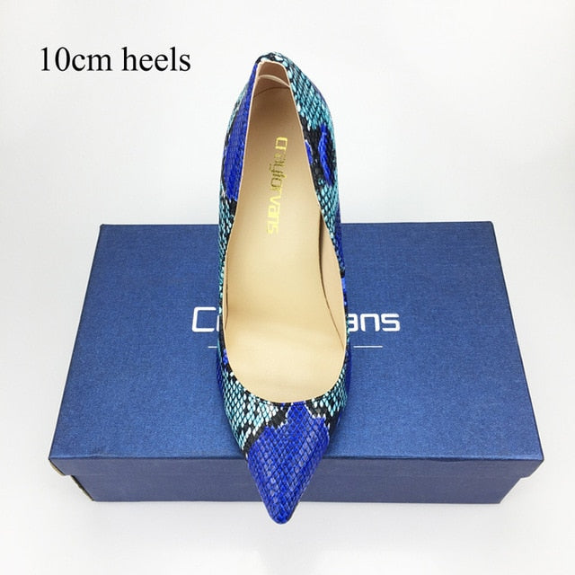 Blue Snake Printed Stilettos High Heels
