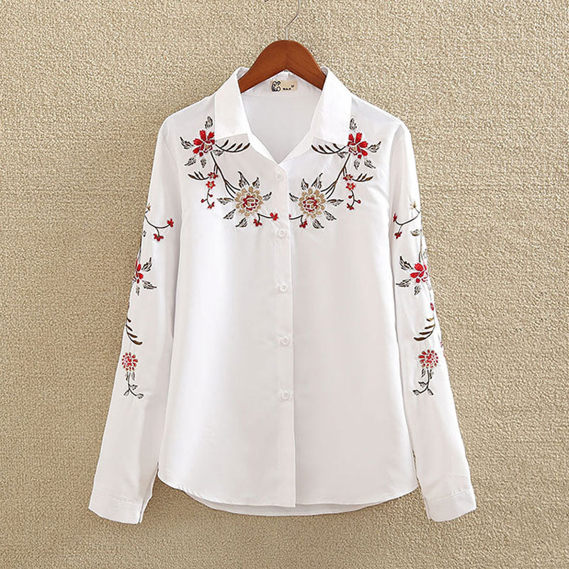 Embroidery White Cotton Blouse