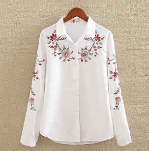 Embroidery White Cotton Blouse