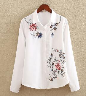 Embroidery White Cotton Blouse
