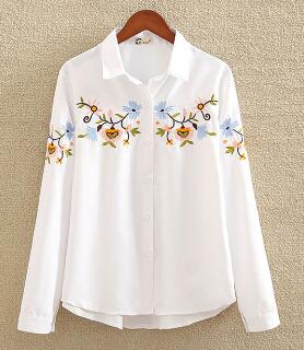 Embroidery White Cotton Blouse