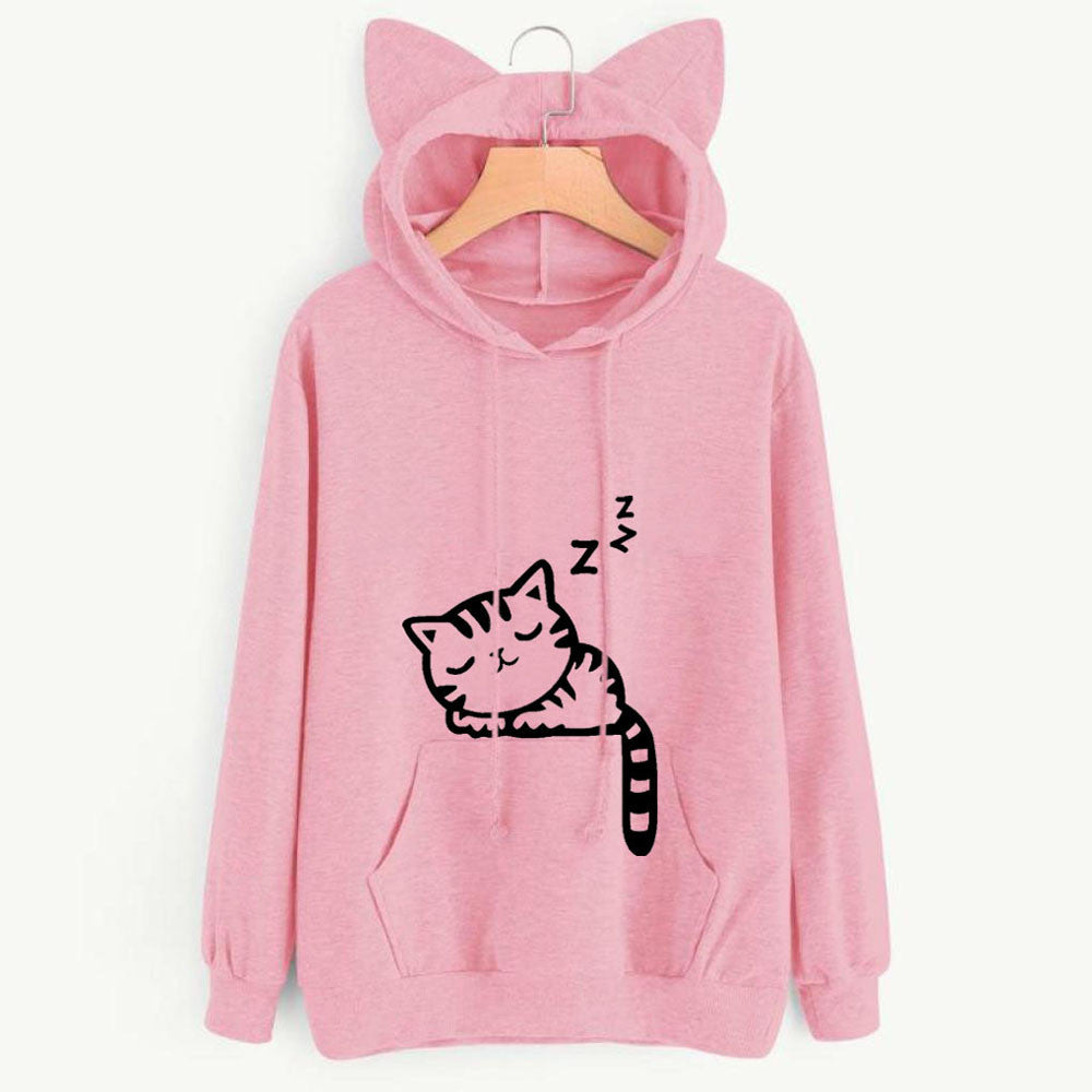 Cat print Hoodie Sweatshirt
