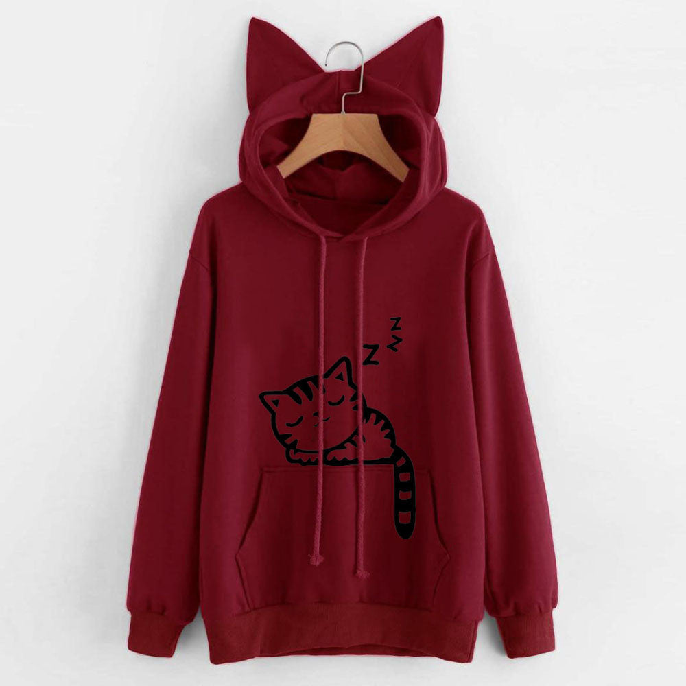 Cat print Hoodie Sweatshirt