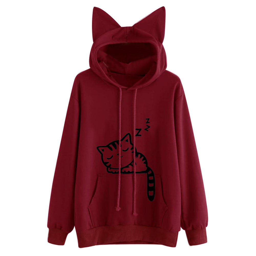 Cat print Hoodie Sweatshirt