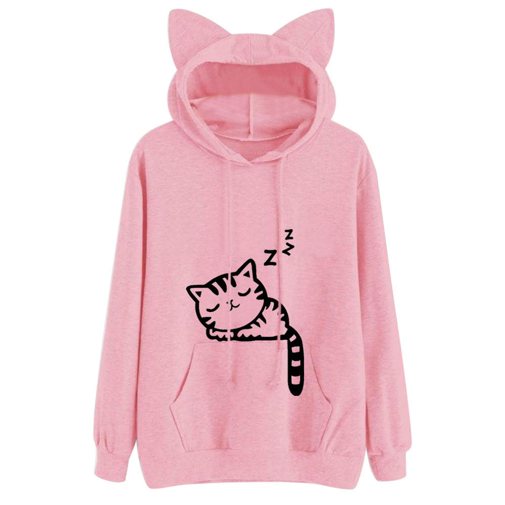 Cat print Hoodie Sweatshirt