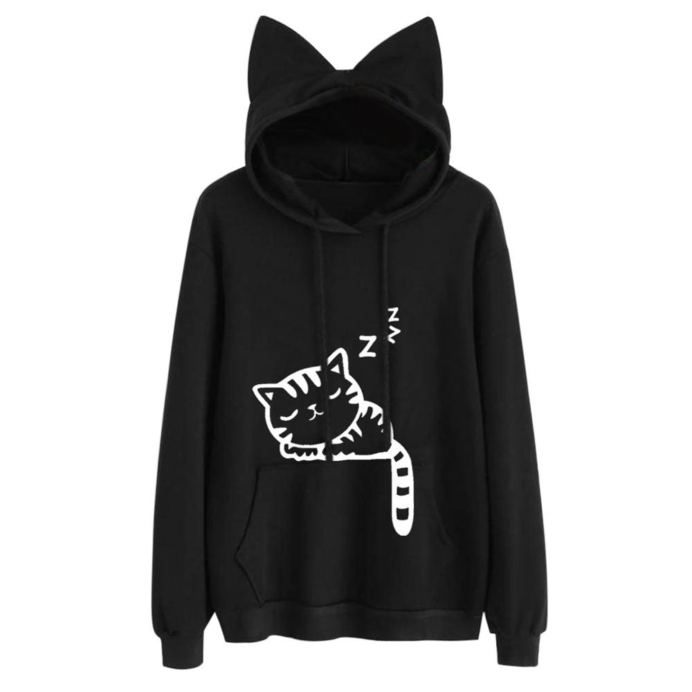 Cat print Hoodie Sweatshirt