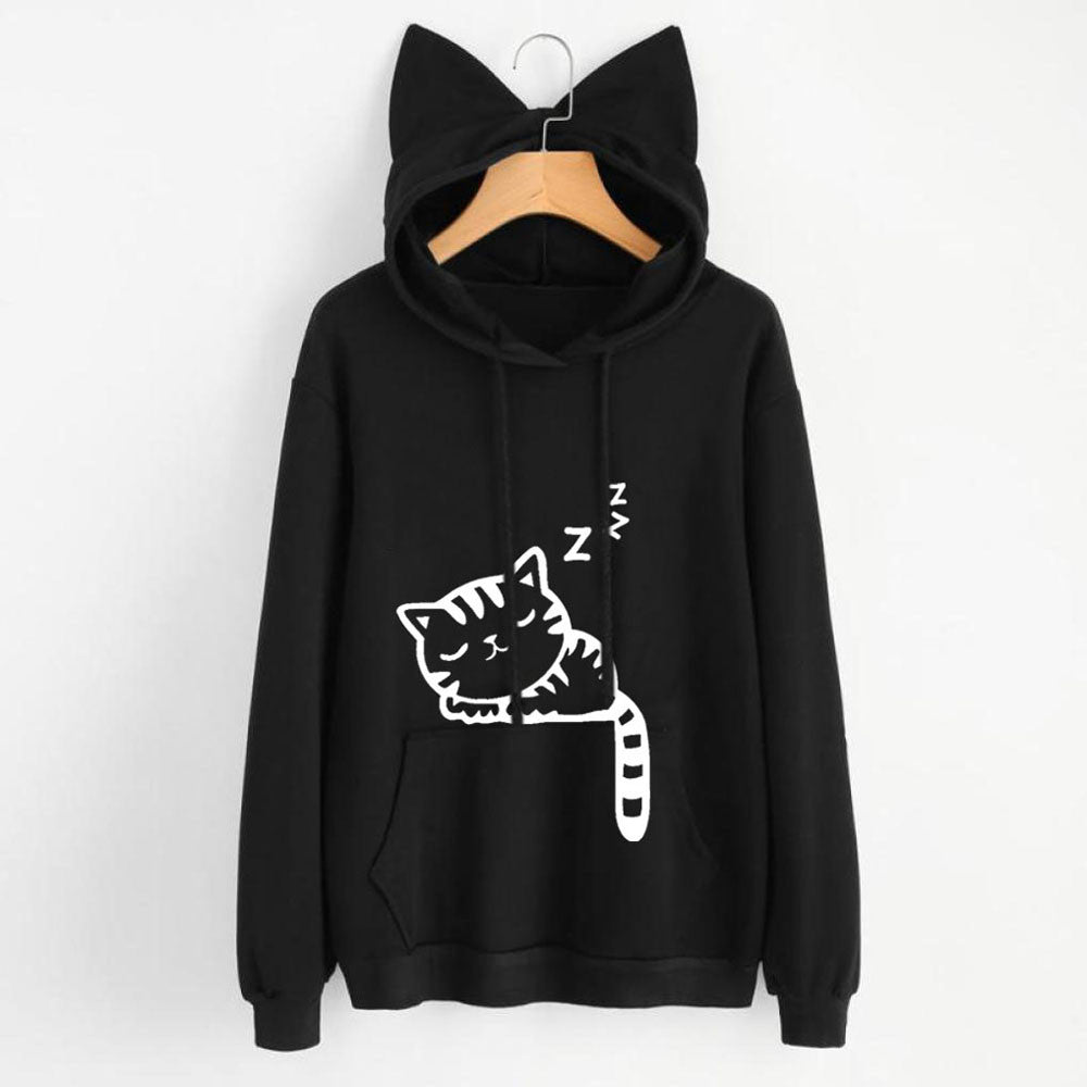 Cat print Hoodie Sweatshirt