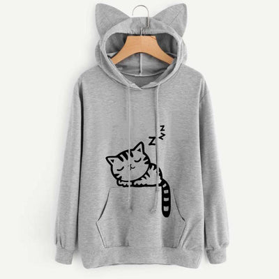 Cat print Hoodie Sweatshirt
