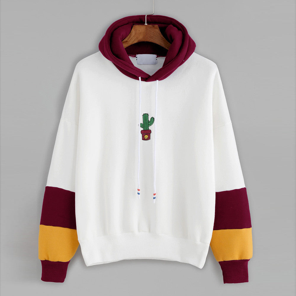 Cactus Print Hoodie Sweatshirt