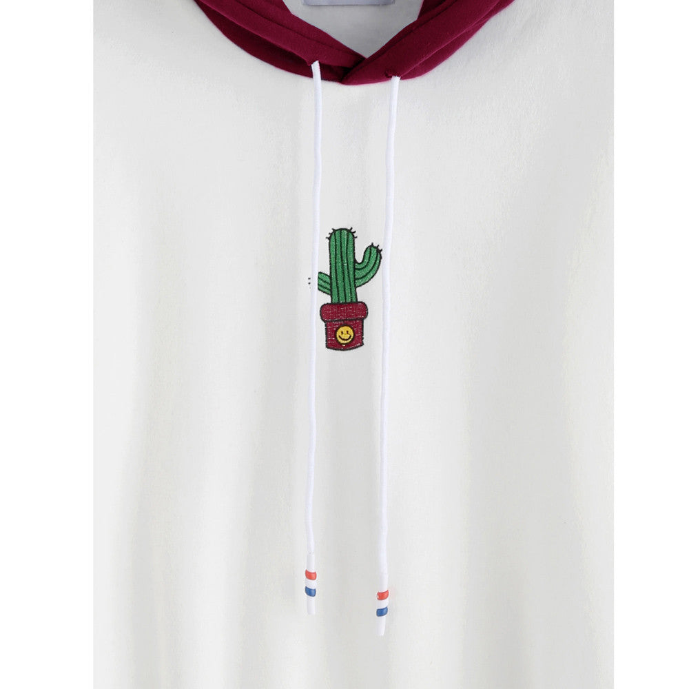 Cactus Print Hoodie Sweatshirt