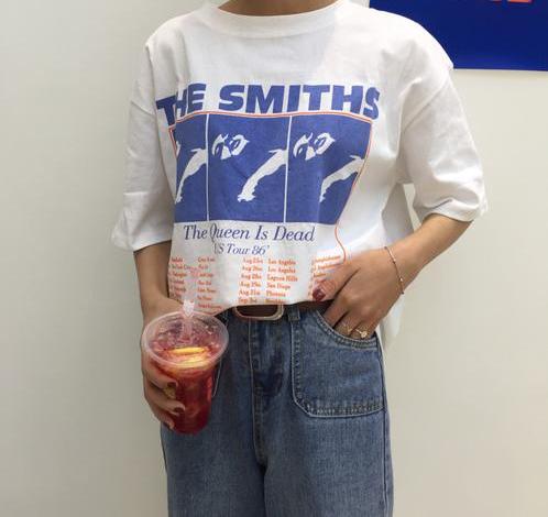 Vintage Letter Printed White T-shirt