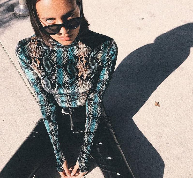 Snake Skin Grain Print Bodysuit