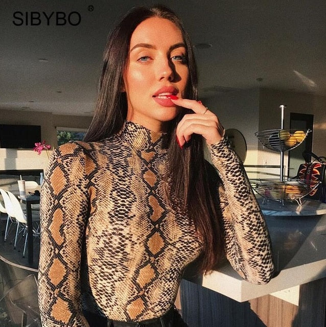 Snake Skin Grain Print Bodysuit