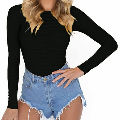 Stretchy Long Sleeve O Neck Bodysuit