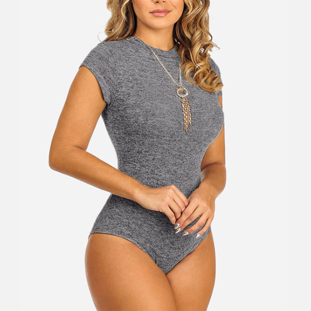 Short Sleeve Bandage Backless Bodysuit