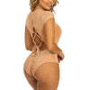 Short Sleeve Bandage Backless Bodysuit