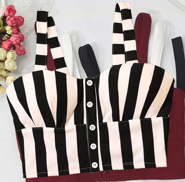 Slim Low Chest Button crop top