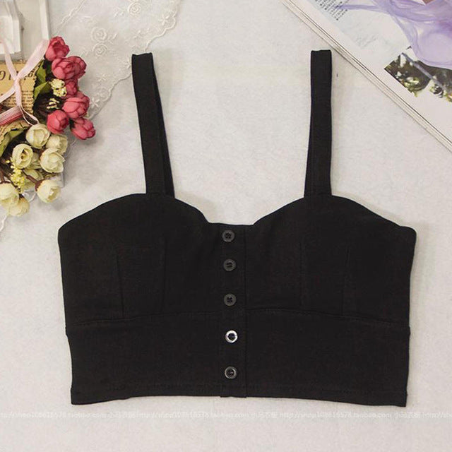Slim Low Chest Button crop top