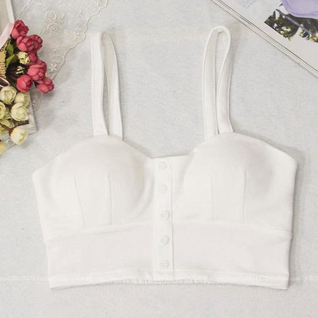 Slim Low Chest Button crop top