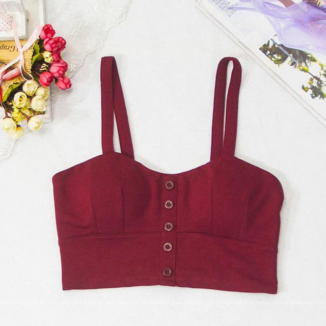 Slim Low Chest Button crop top