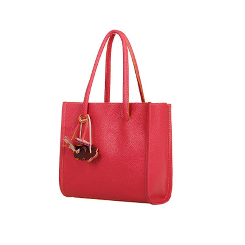 shopper leather handbags candy color