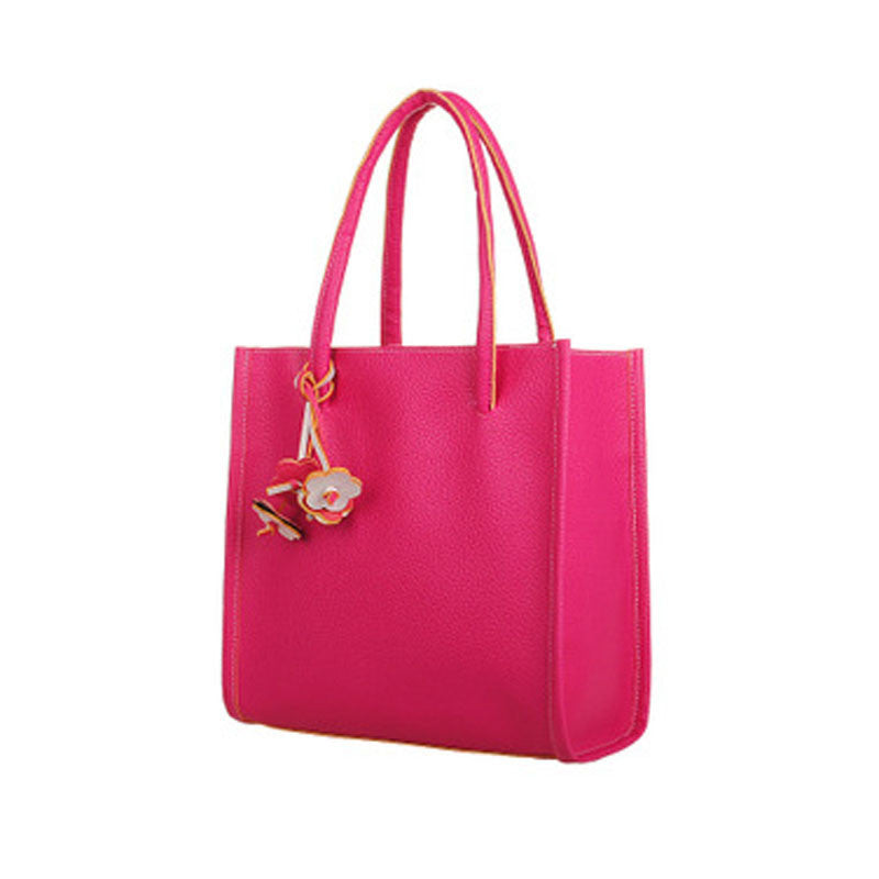 shopper leather handbags candy color