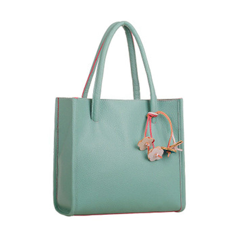 shopper leather handbags candy color