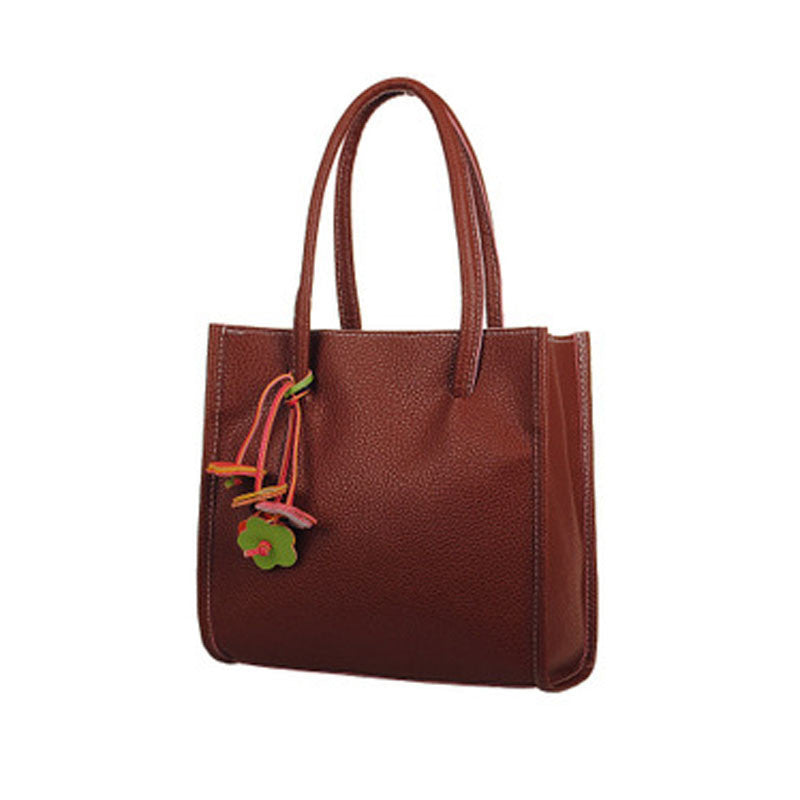 shopper leather handbags candy color