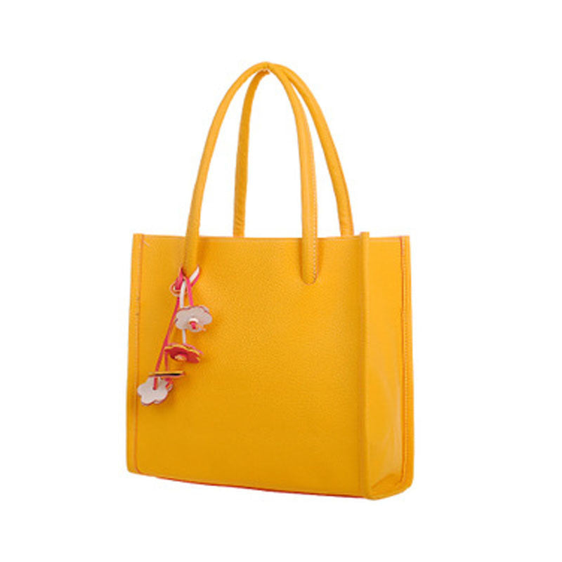 shopper leather handbags candy color
