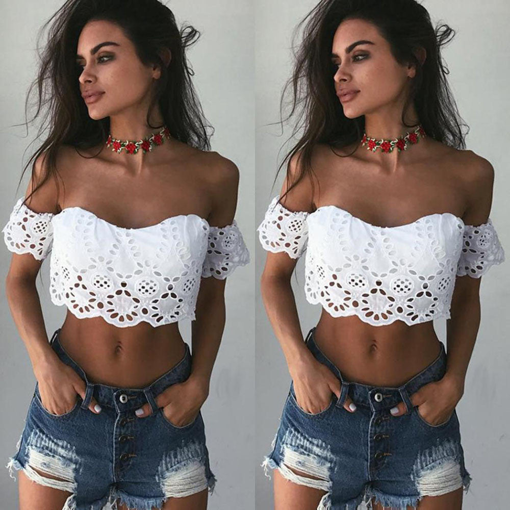 Lace Crop Tops Off Shoulder top
