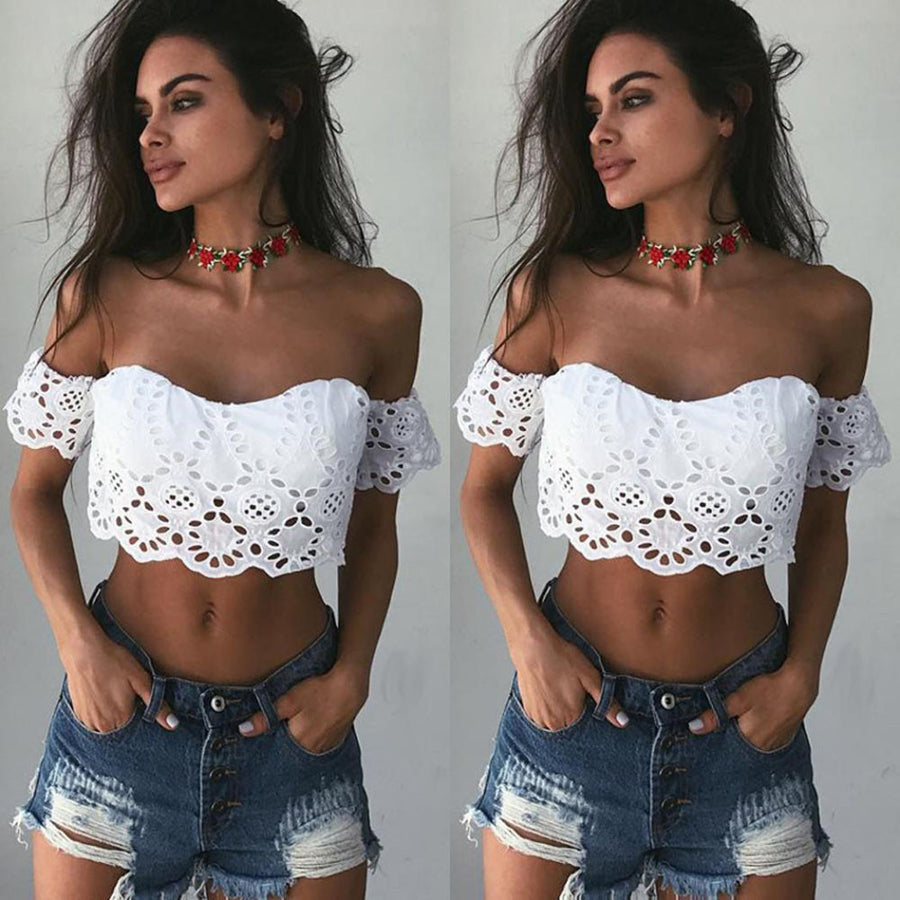 Lace Crop Tops Off Shoulder top