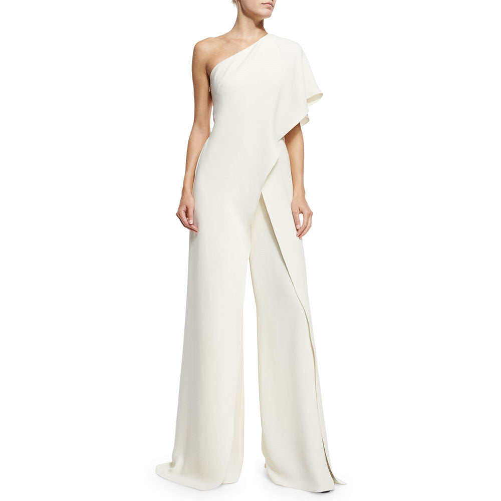 Ruffle One Shoulder Asymmetrical Jumpsuit