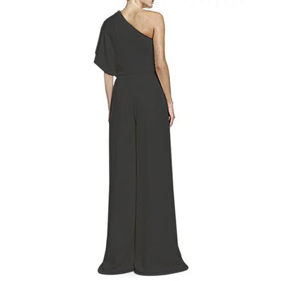 Ruffle One Shoulder Asymmetrical Jumpsuit