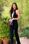 Deep Key Hole Bell Bottom Jumpsuit
