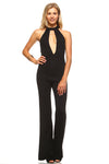 Deep Key Hole Bell Bottom Jumpsuit