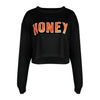 HONEY Letter Print long sleeve crop top