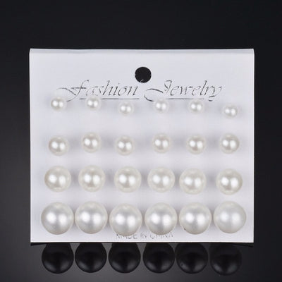 12 pair/set Square Crystal Heart Stud Earrings