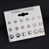 12 pair/set Square Crystal Heart Stud Earrings