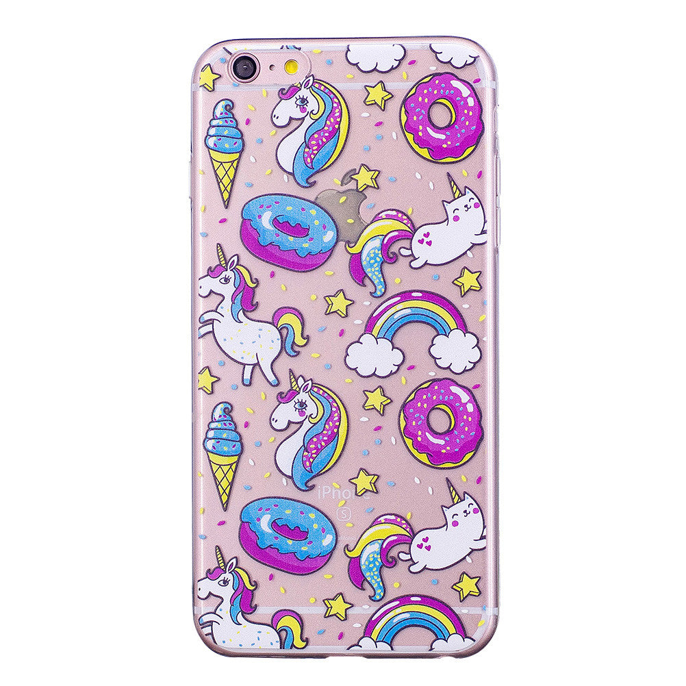 Doughnut and Unicorn transparent iPhone case