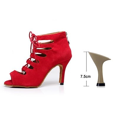 Lacing Flannel high heeled sandals