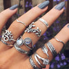 Bohemia Antique Gold Silver Rings Set