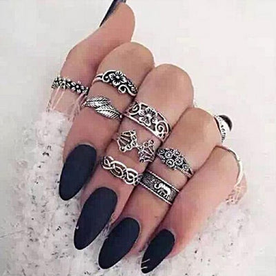 Bohemia Antique Gold Silver Rings Set