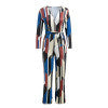 Geometric print striped jumpsuit