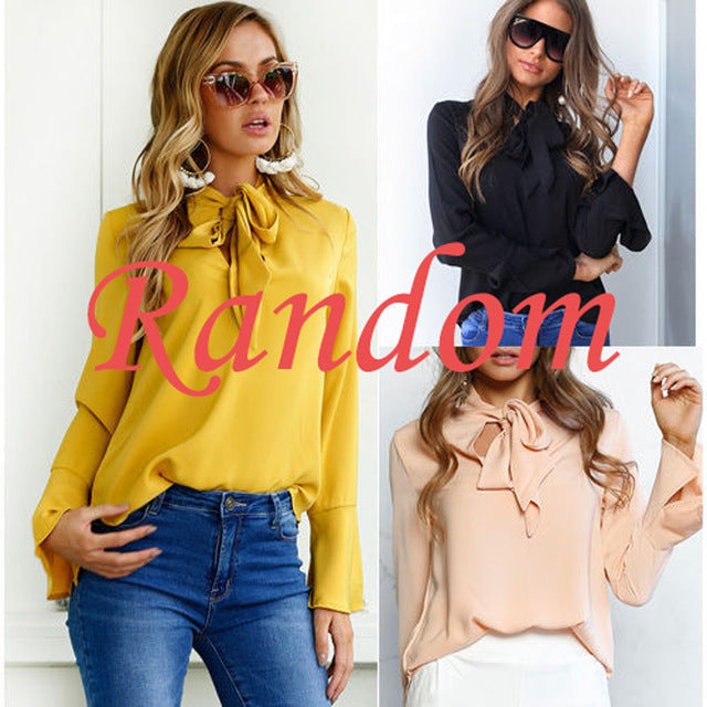 Casual Long Sleeved Chiffon Blouse