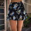 Black floral print ruffle skirt