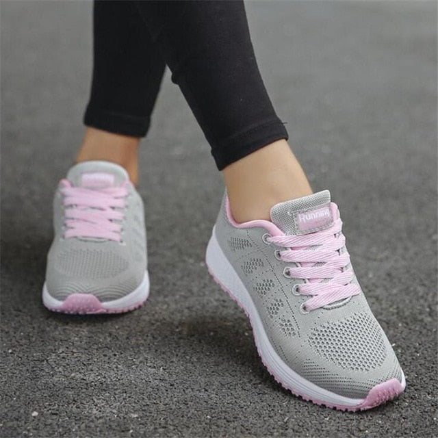 breathable Walking mesh lace up sneakers